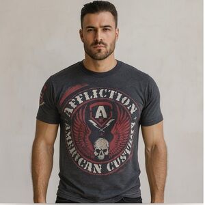 AFFLICTION American Customs Y2K Grunge  Goth Skull w/ Wings Size Small